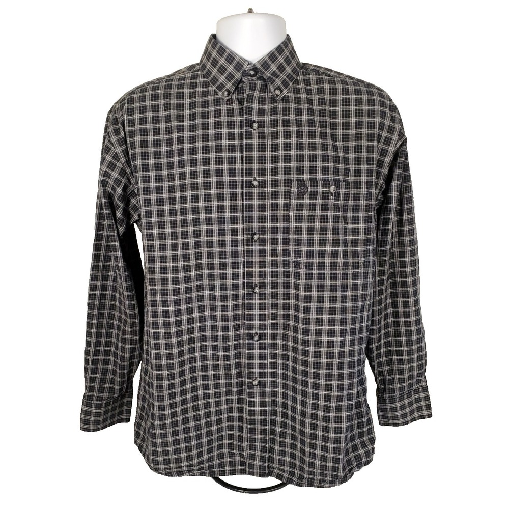 Wrangler George Straight Cowboy Cut Men's M Black Shirt Button Down Long Sleeves